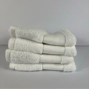 4 Ralph Lauren Washcloths Wescott Sailcloth Pure White 4 Pc Set Cotton NEW